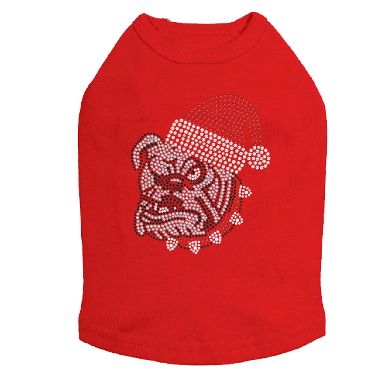Bulldog Face (White) with Santa Hat - Dog Tank