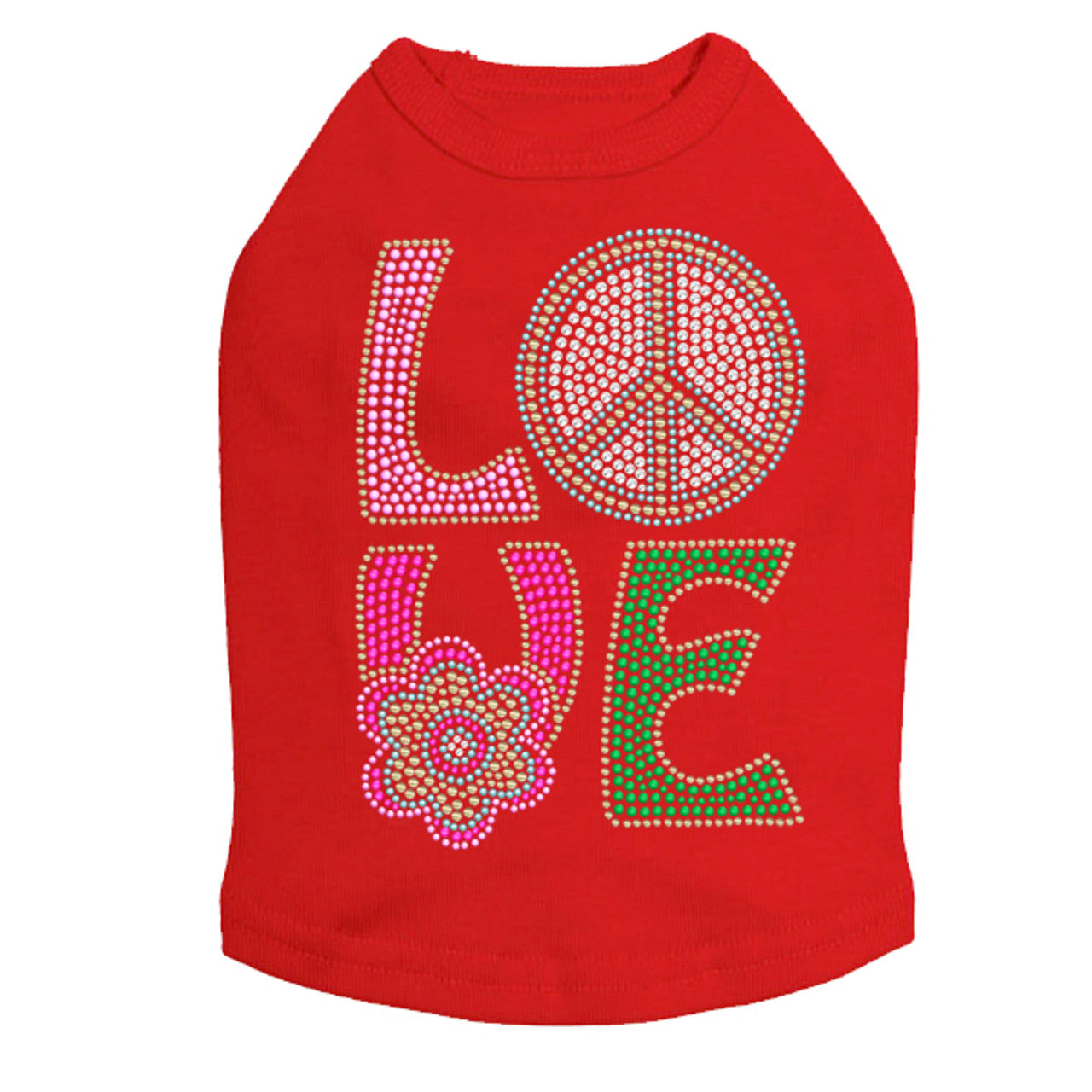 Love with Peace Sign & Flower - Dog Tank