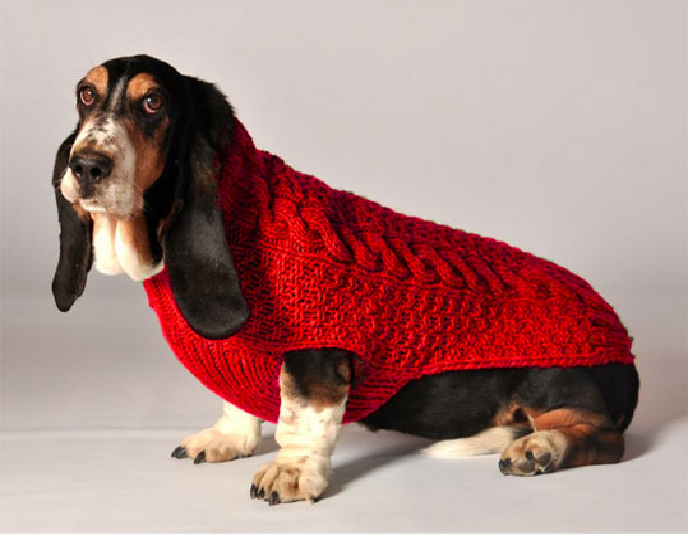 Chilly Dog Red Cable Knit Wool Dog Sweater