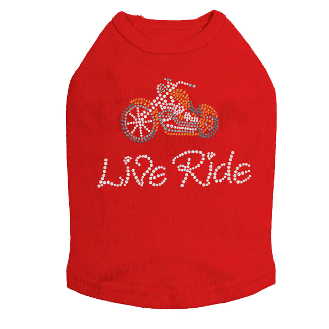 Live - Ride - Orange Motorcycle - Dog Tank