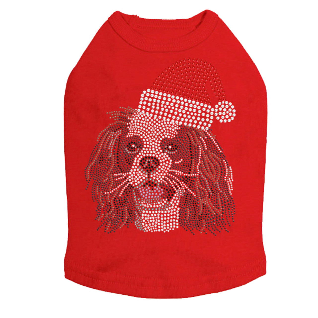 Cavalier King Charles Spaniel with Santa Hat - Dog Tank