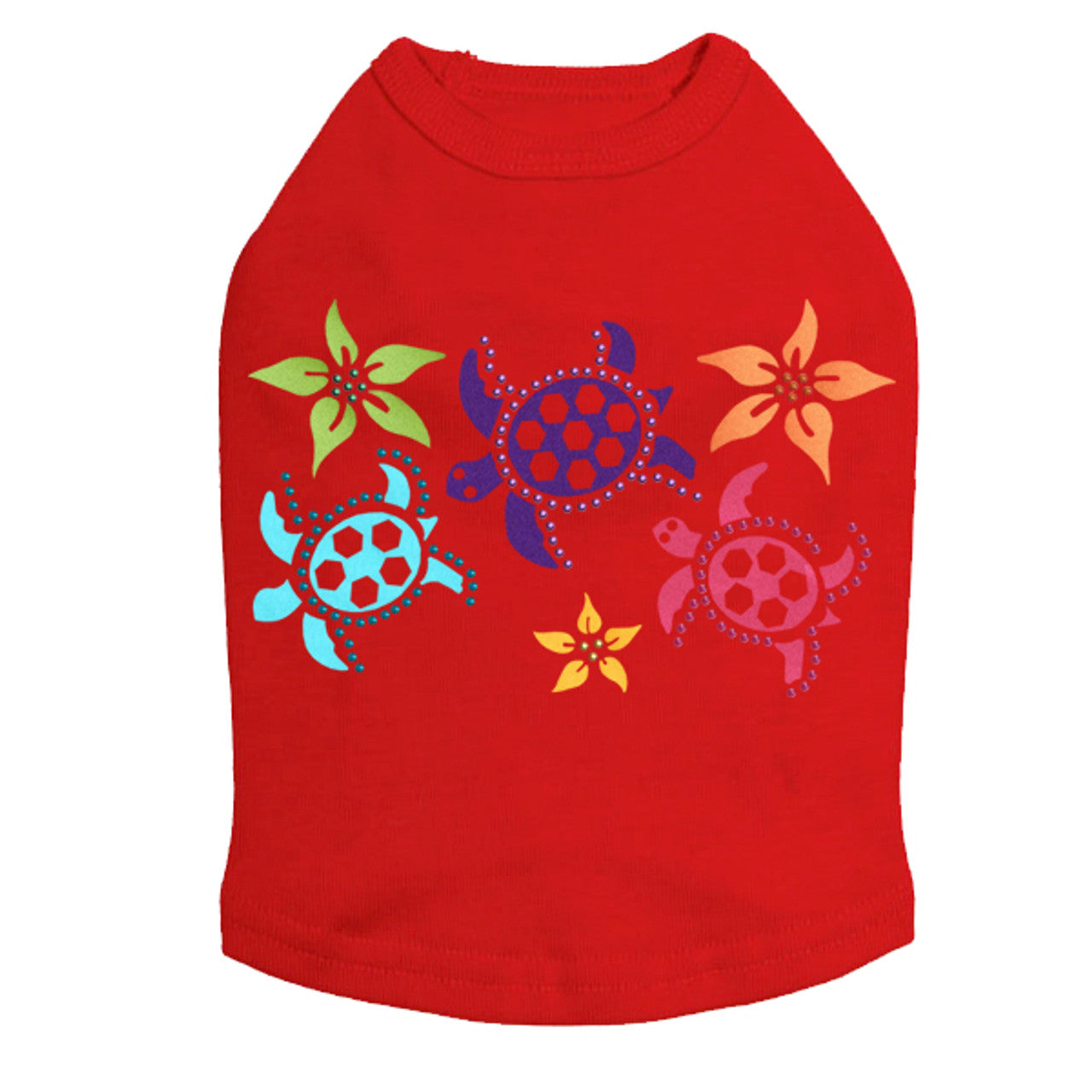Satin Sea Turtles with Flowers - Dog Tank
