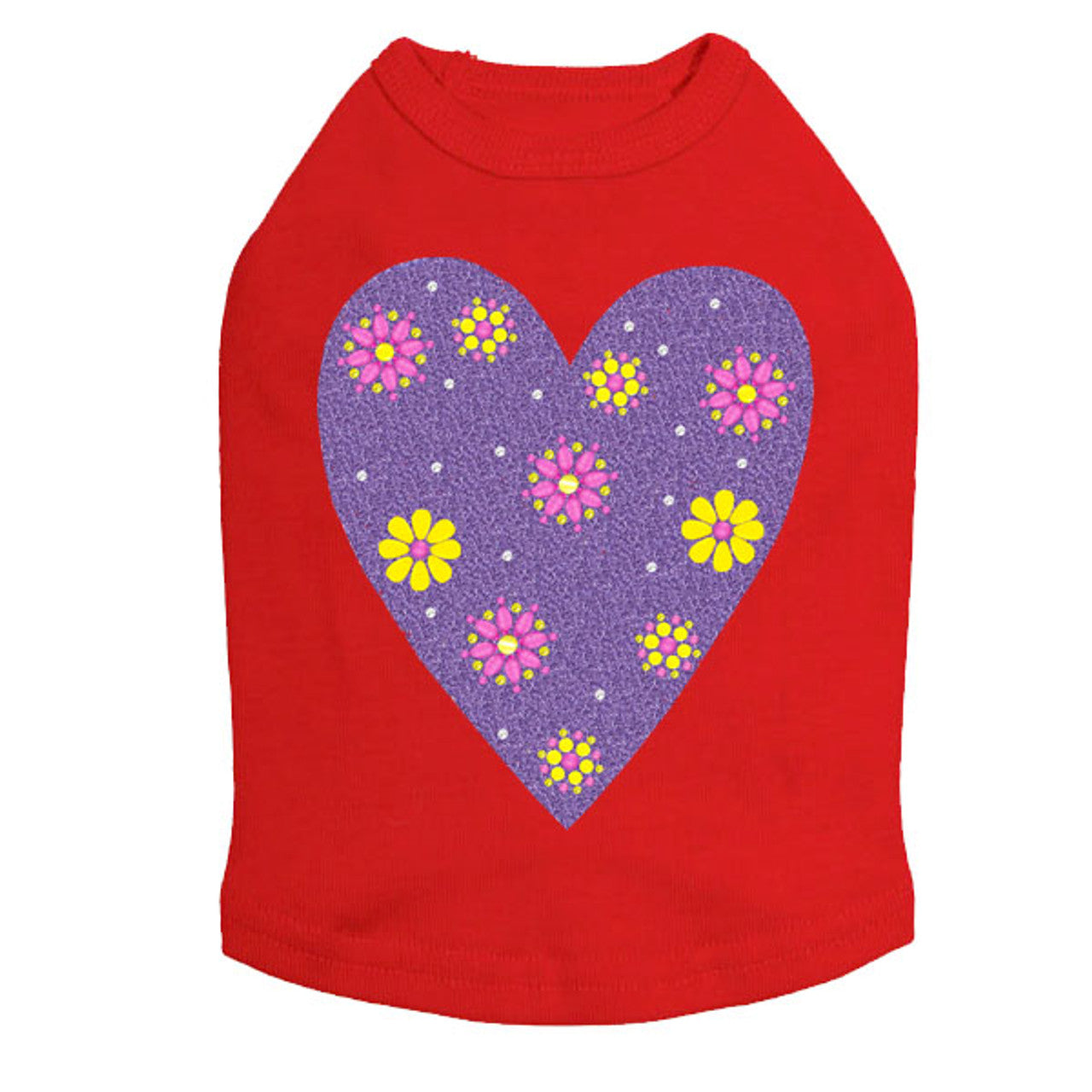 Purple Glitter Heart - Dog Tank