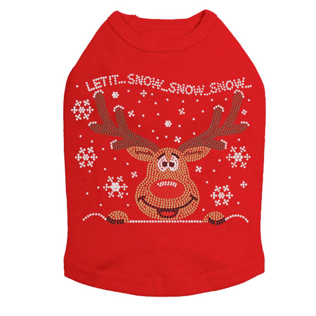 Let it Snow - Red Nose Reindeer - Dog Tank