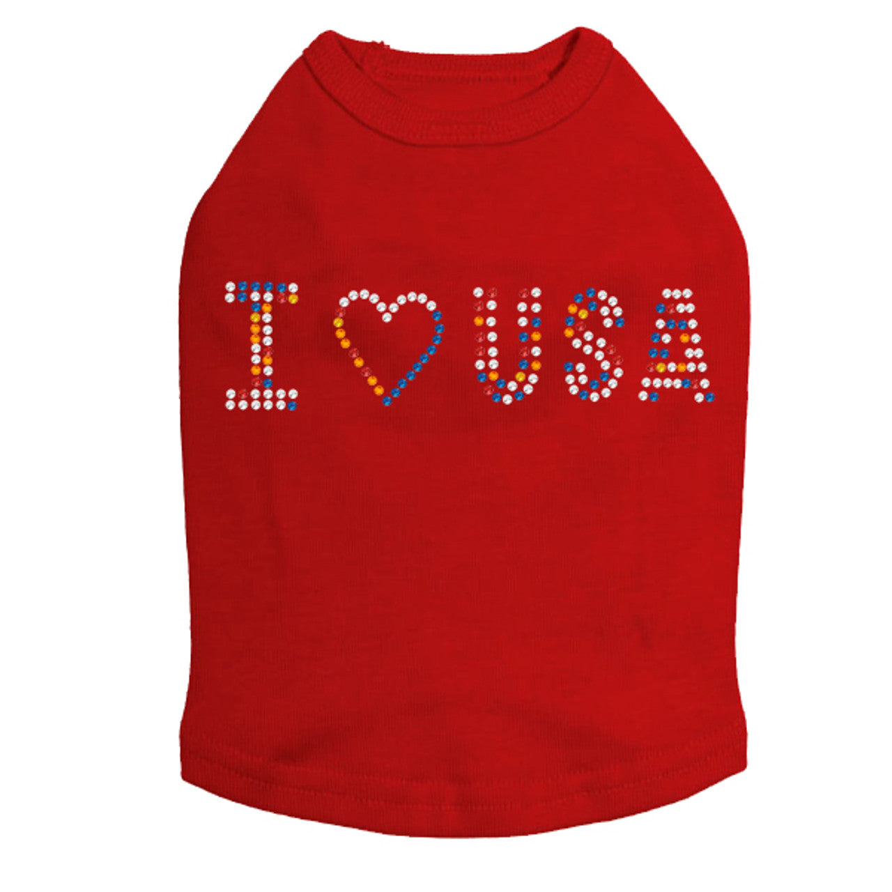 I Love USA (Multicolor Rhinestones) - Dog Tank