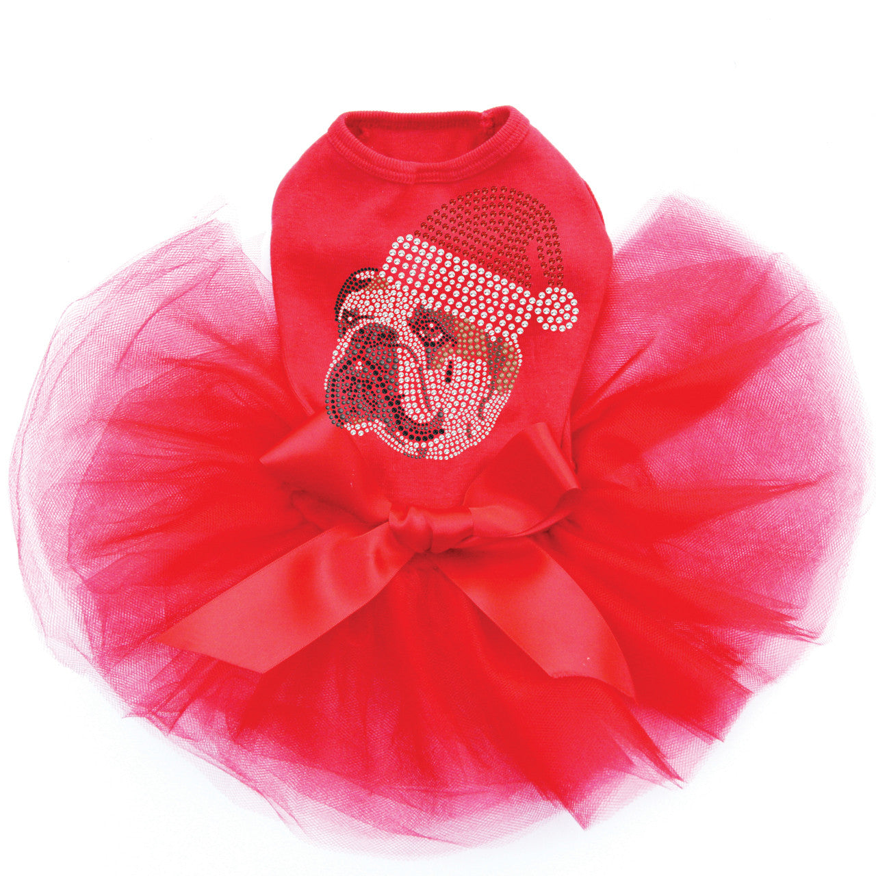 Bulldog Face (Brown) with Santa Hat - Custom Tutu