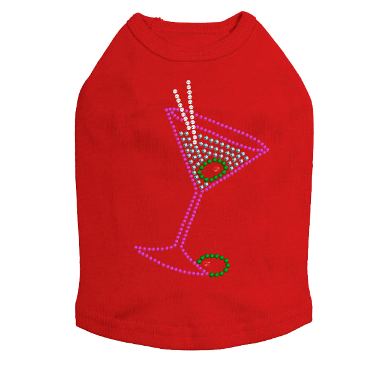 Martini - Fuchsia with Blue Rhinestones - Dog Tank
