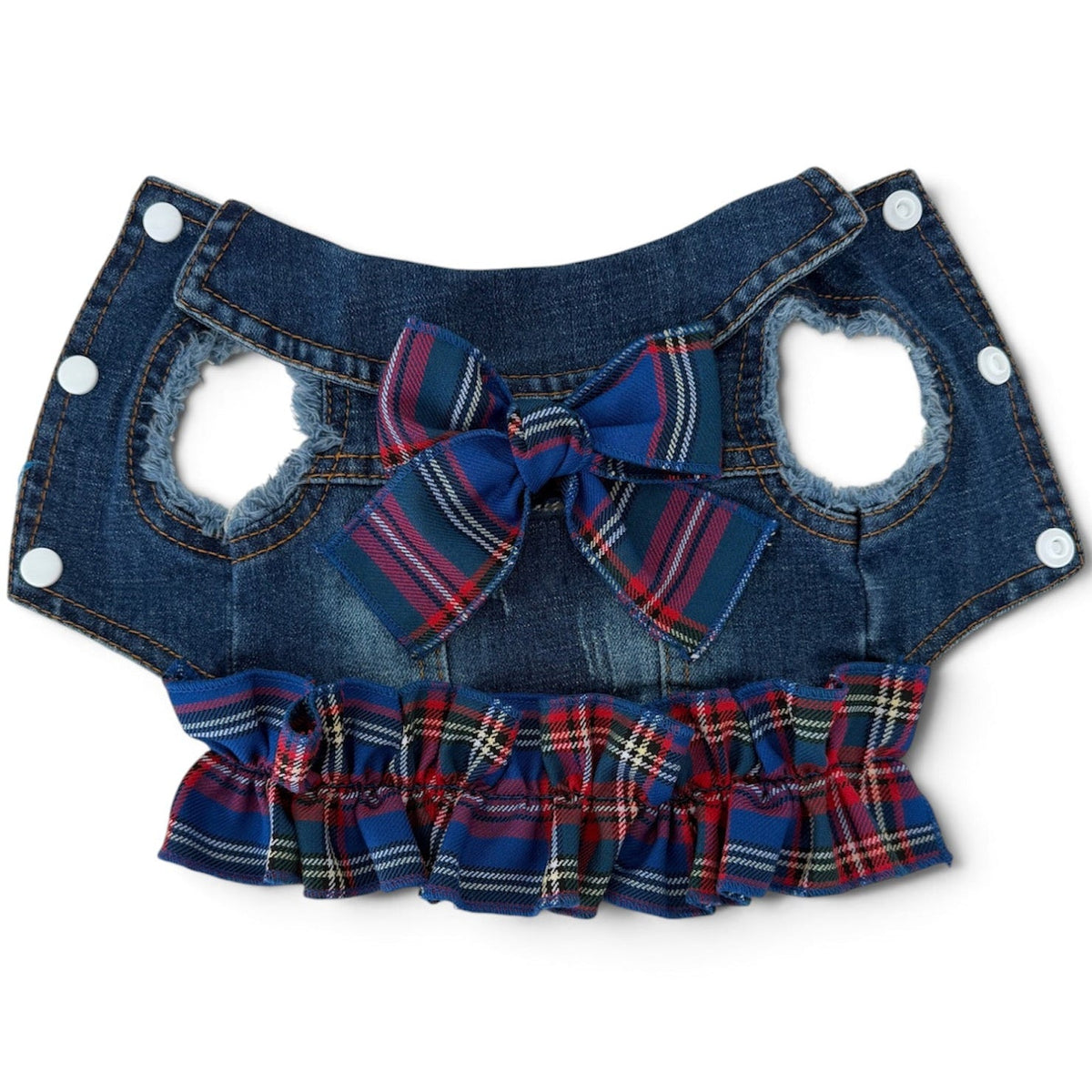 Heads or Tails Pup Red & Blue Plaid Ruffle Dog Vest