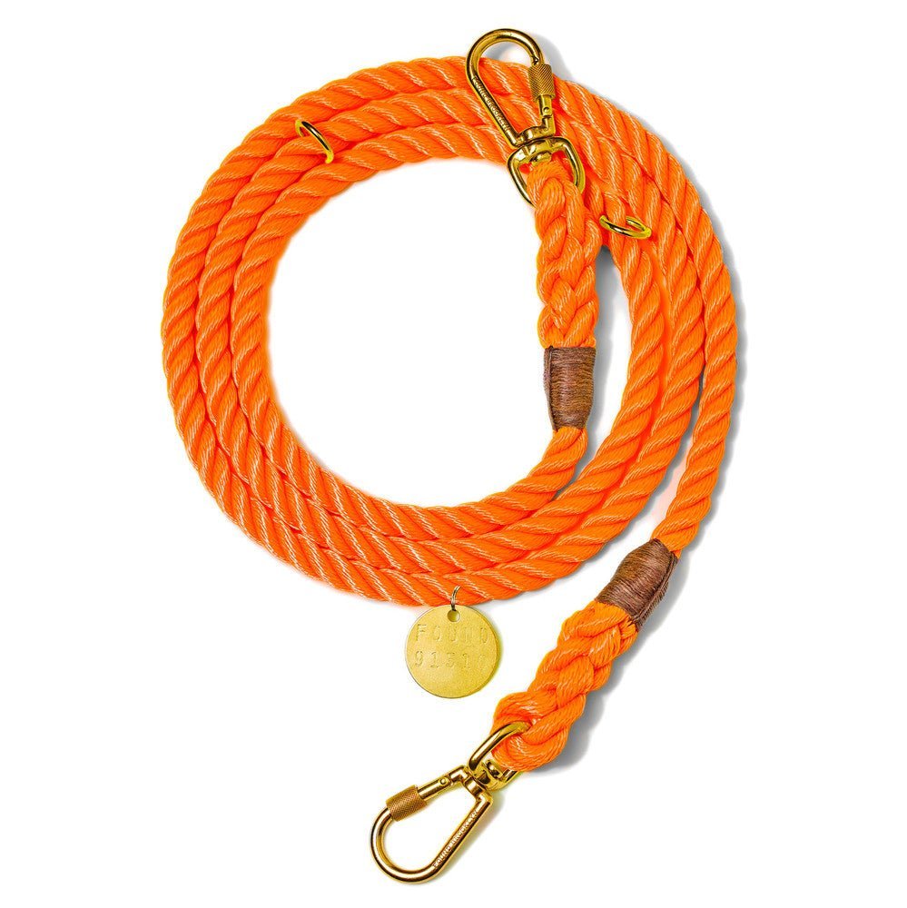Rescue Orange Rope Dog Leash, Adjustable - Found My Animal