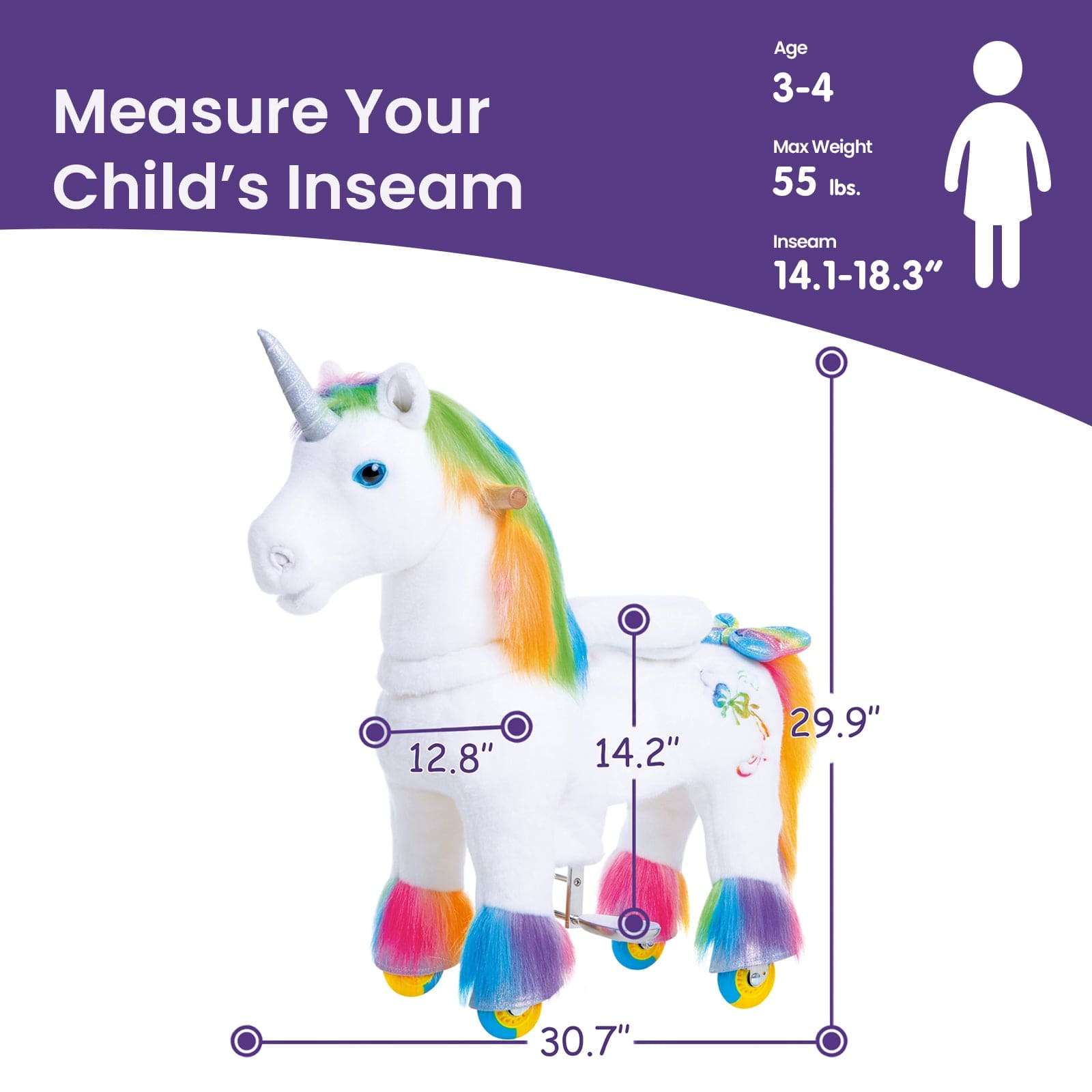 Model X Unicorn Ride On Toy for Age 3-4 Rainbow | HT Animal Supply