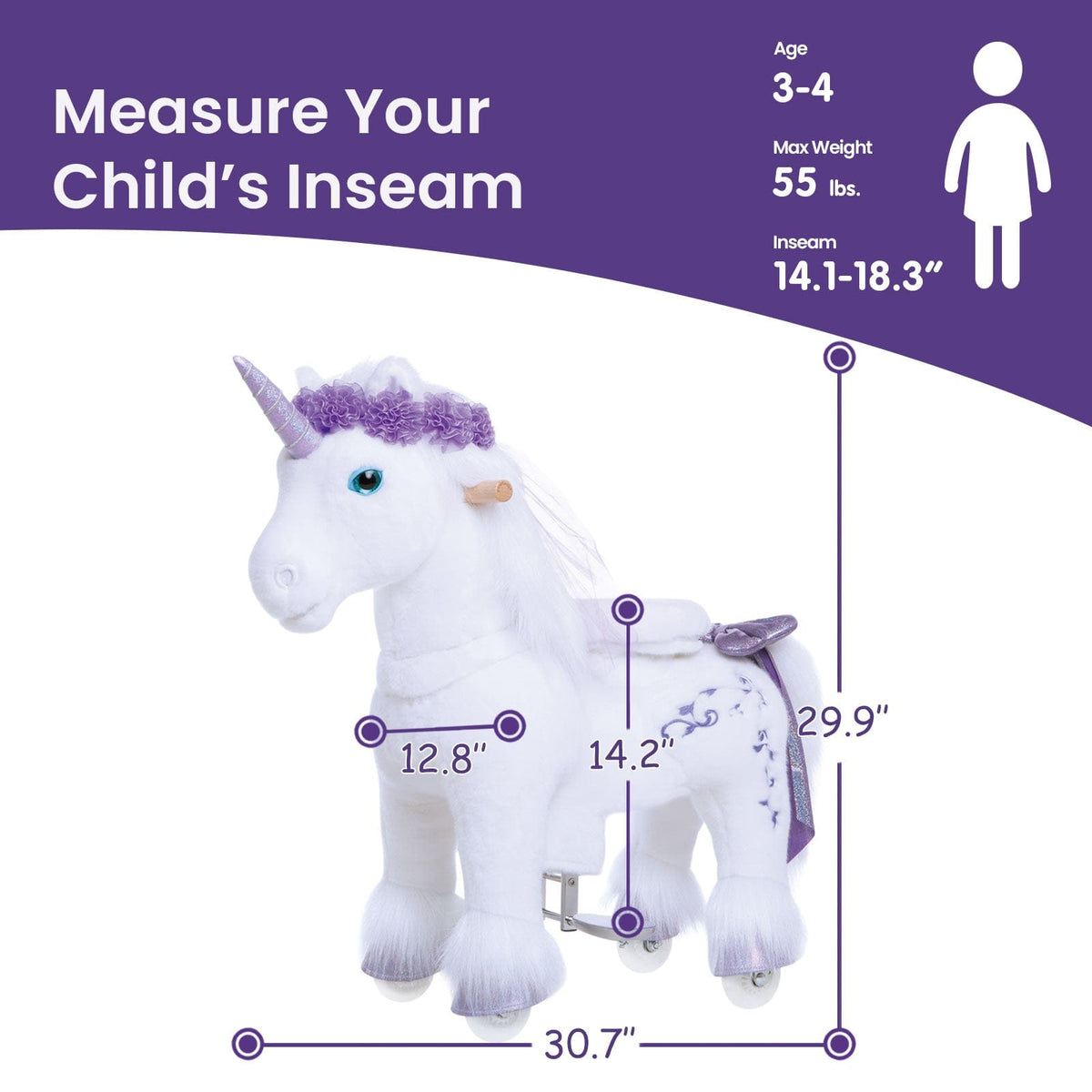 Model X Ride on Unicorn for Age 3-4 Purple | HT Animal Supply
