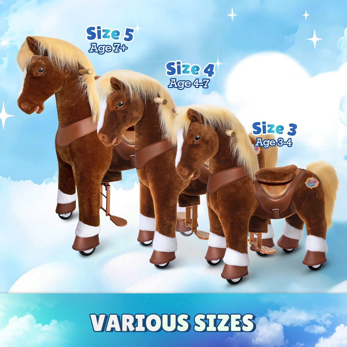 Model Y Brown Horse Rideable Toy for Age 3-4 | HT Animal Supply