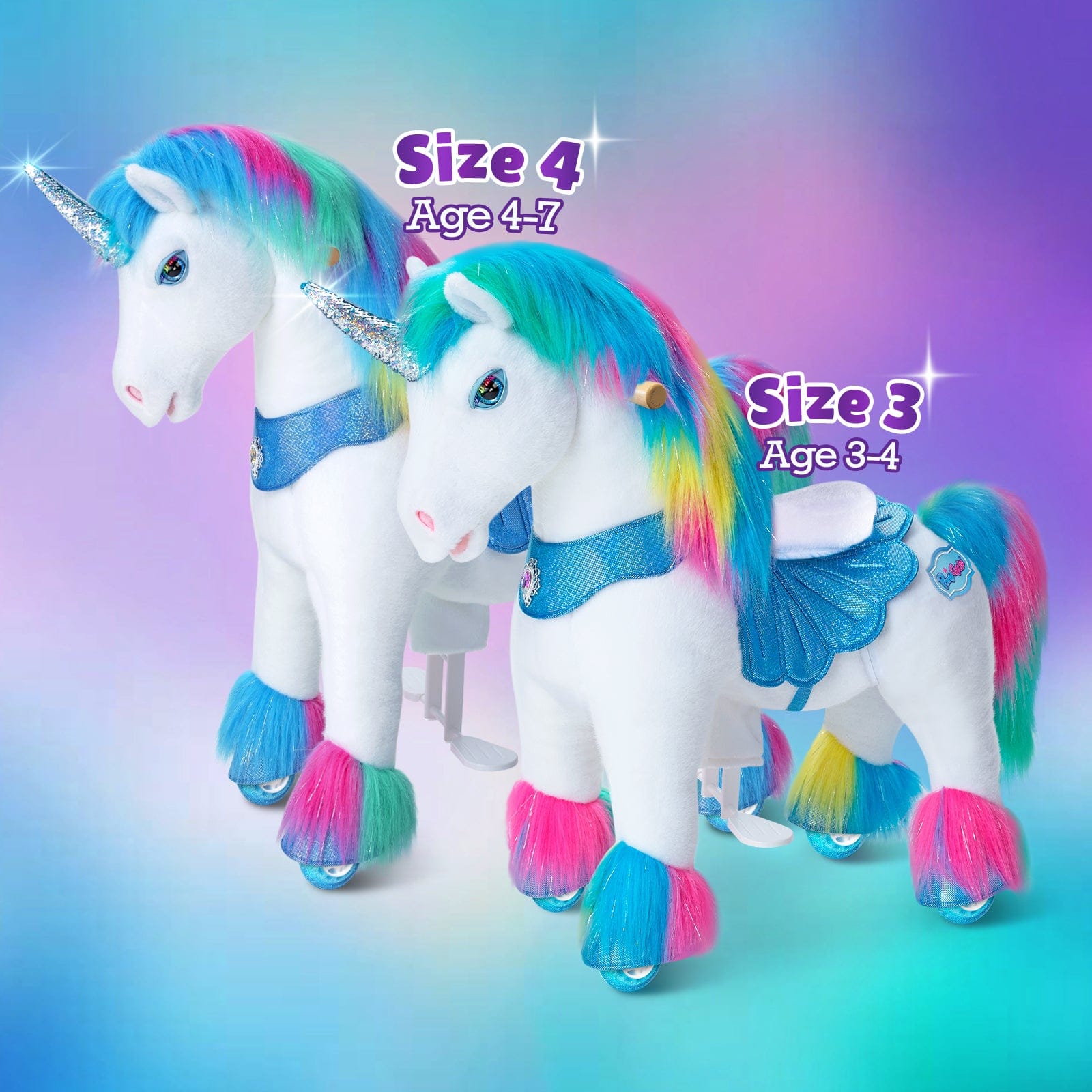 Model Y Rainbow Unicorn Rideable Toy for Age 3-4