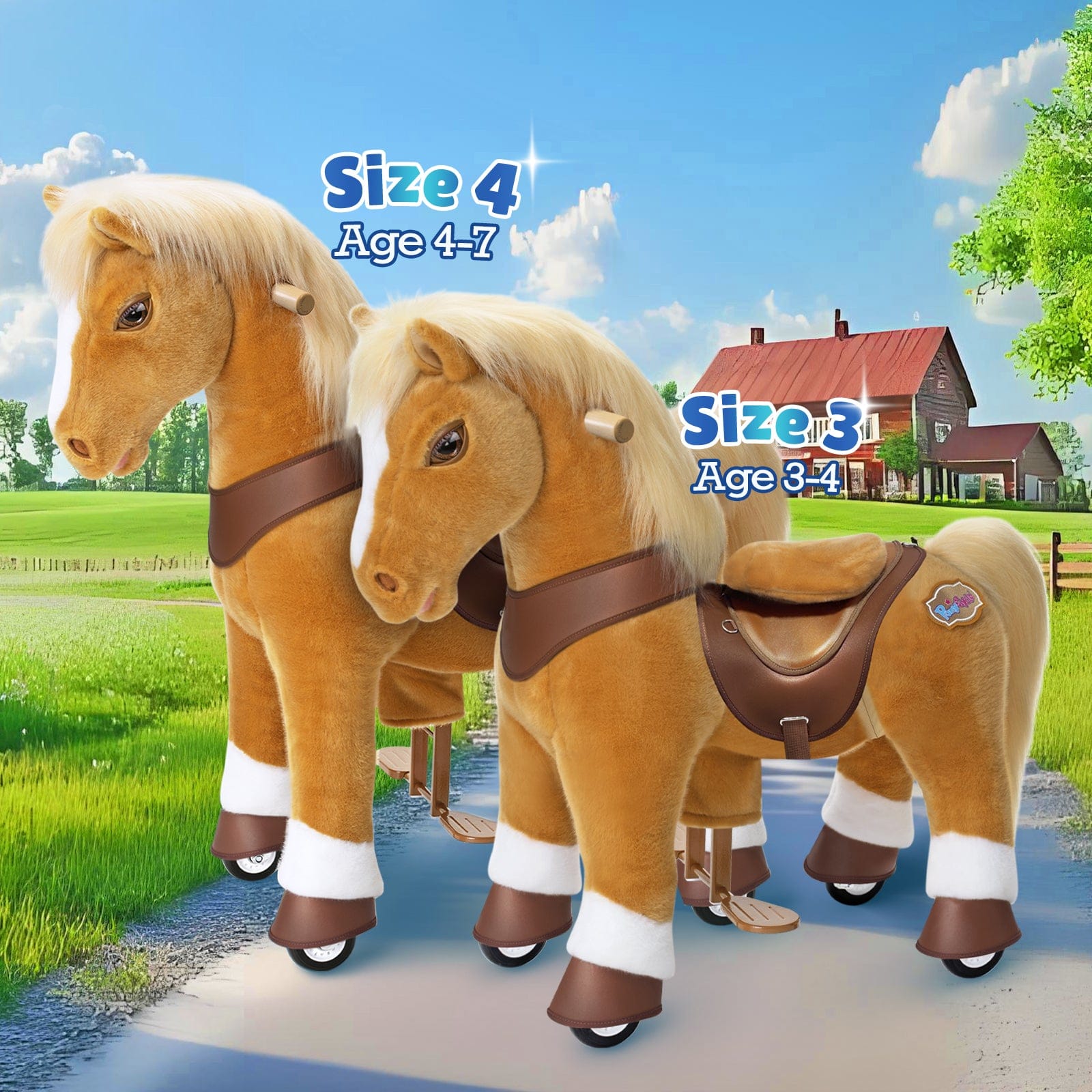 Model Y Light Brown Horse Rideable Toy for Age 3-4 | HT Animal Supply
