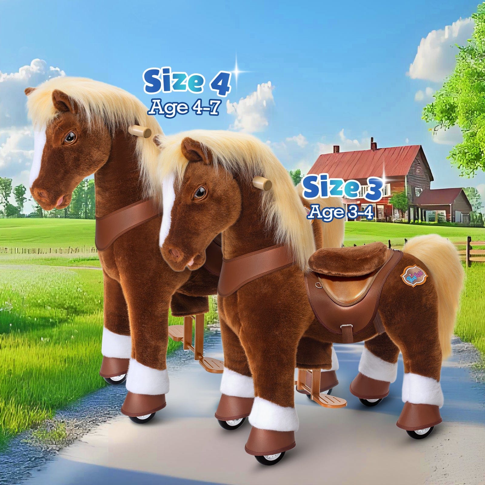 Model Y Brown Horse Rideable Toy for Age 3-4