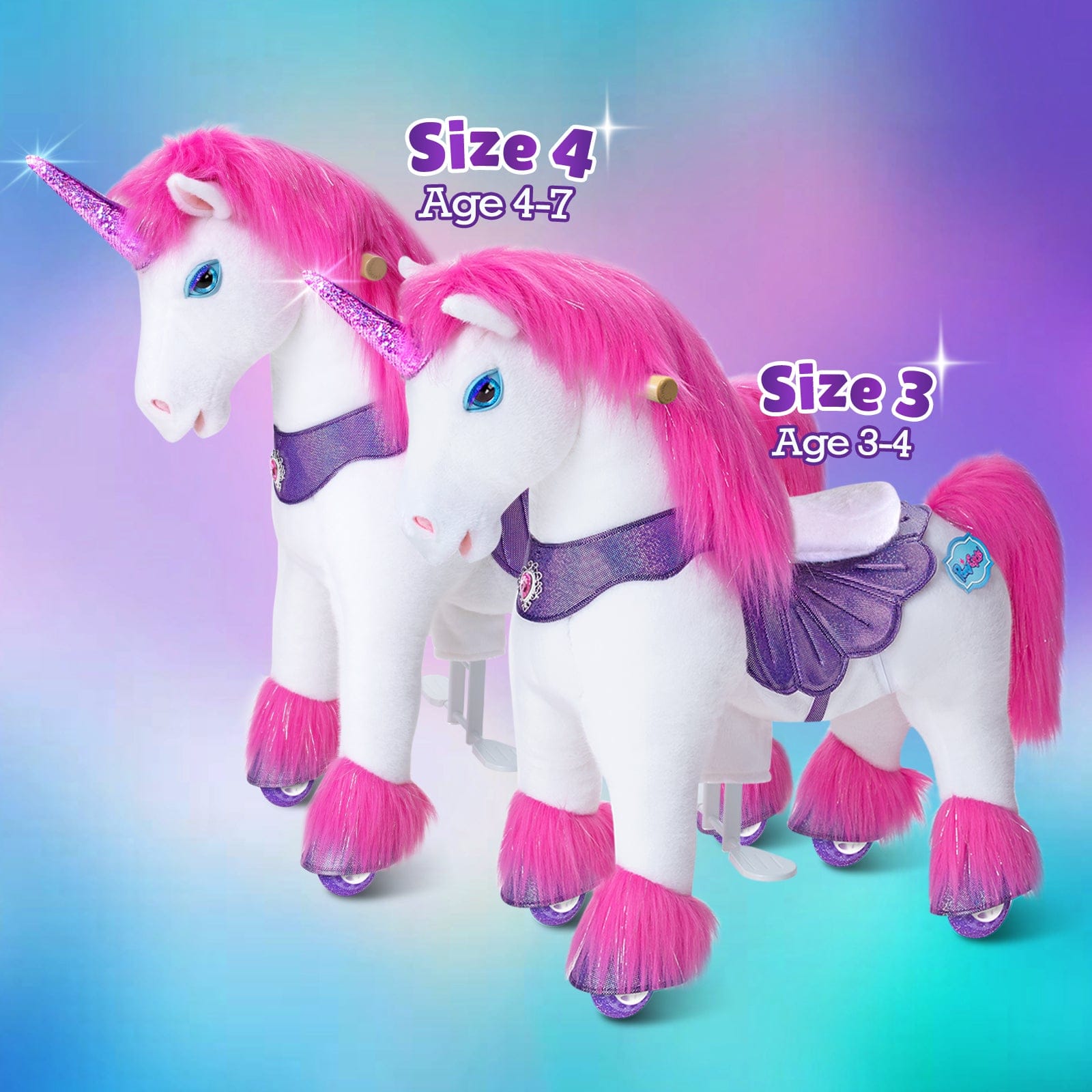 Model Y Pink/Purple Unicorn Rideable Toy for Age 3-4