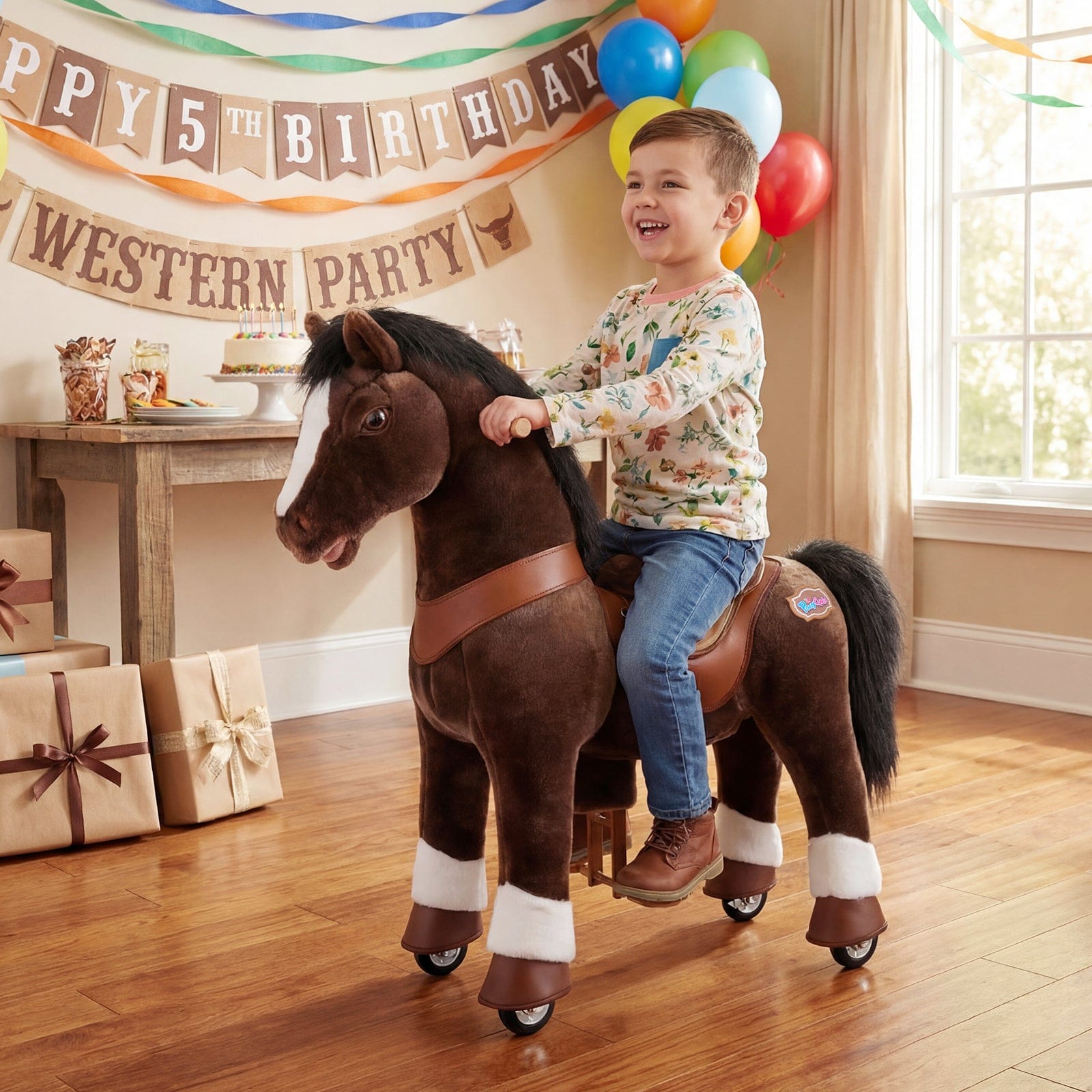 Model Y Chocolate Brown Horse Rideable Toy for Age 4-7