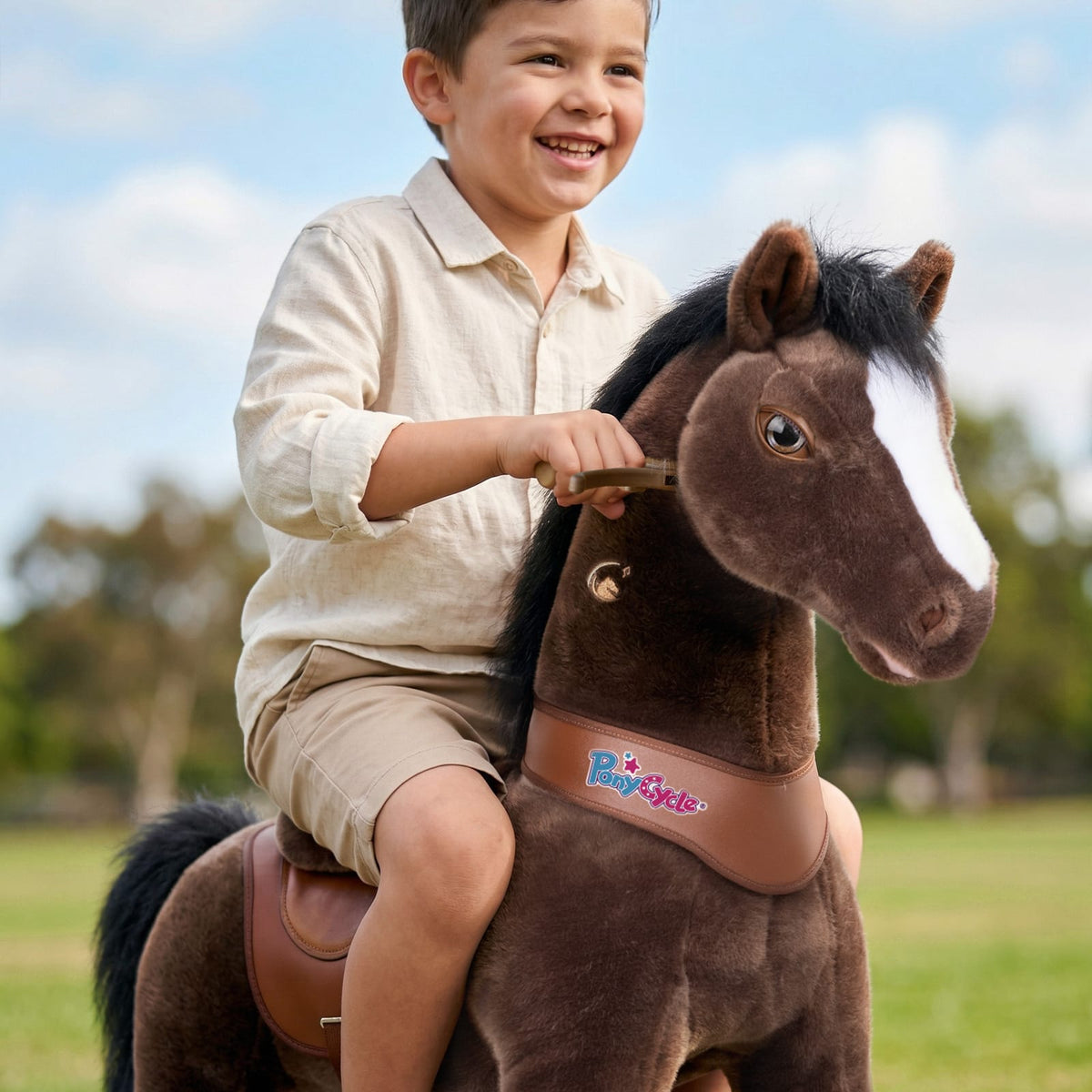 Model Y Chocolate Brown Horse Rideable Toy for Age 4-7