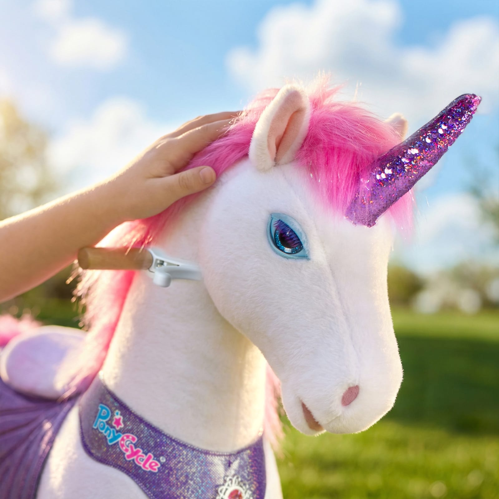 Model Y Pink/Purple Unicorn Rideable Toy for Age 3-4