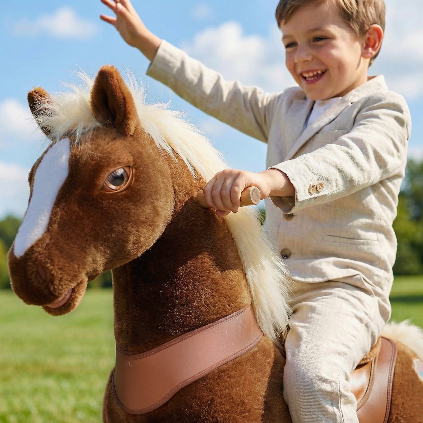Model Y Brown Horse Rideable Toy for Age 3-4