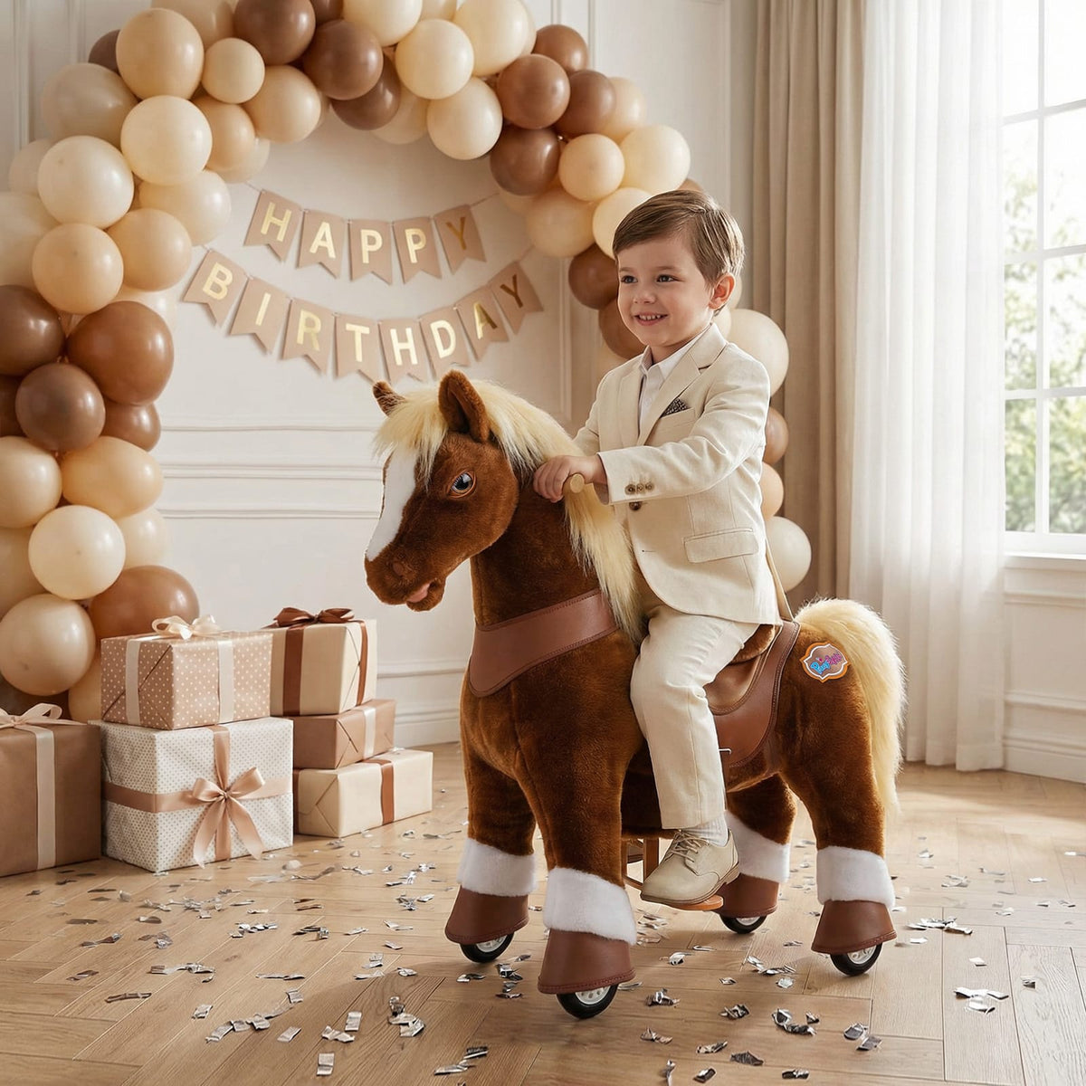 Model Y Brown Horse Rideable Toy for Age 3-4