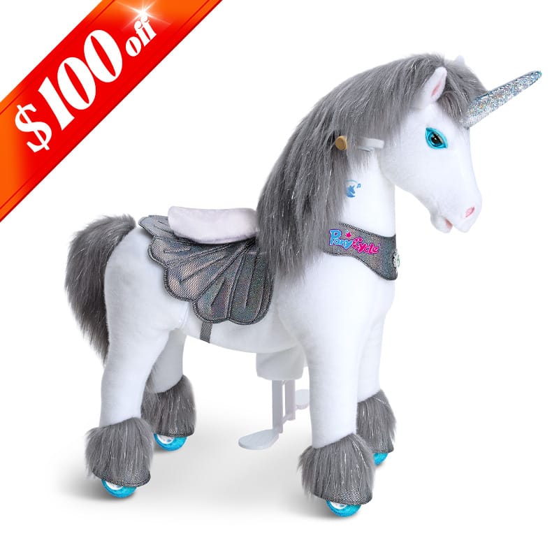 Model Y Grey Unicorn Rideable Toy for Age 4-7 | HT Animal Supply