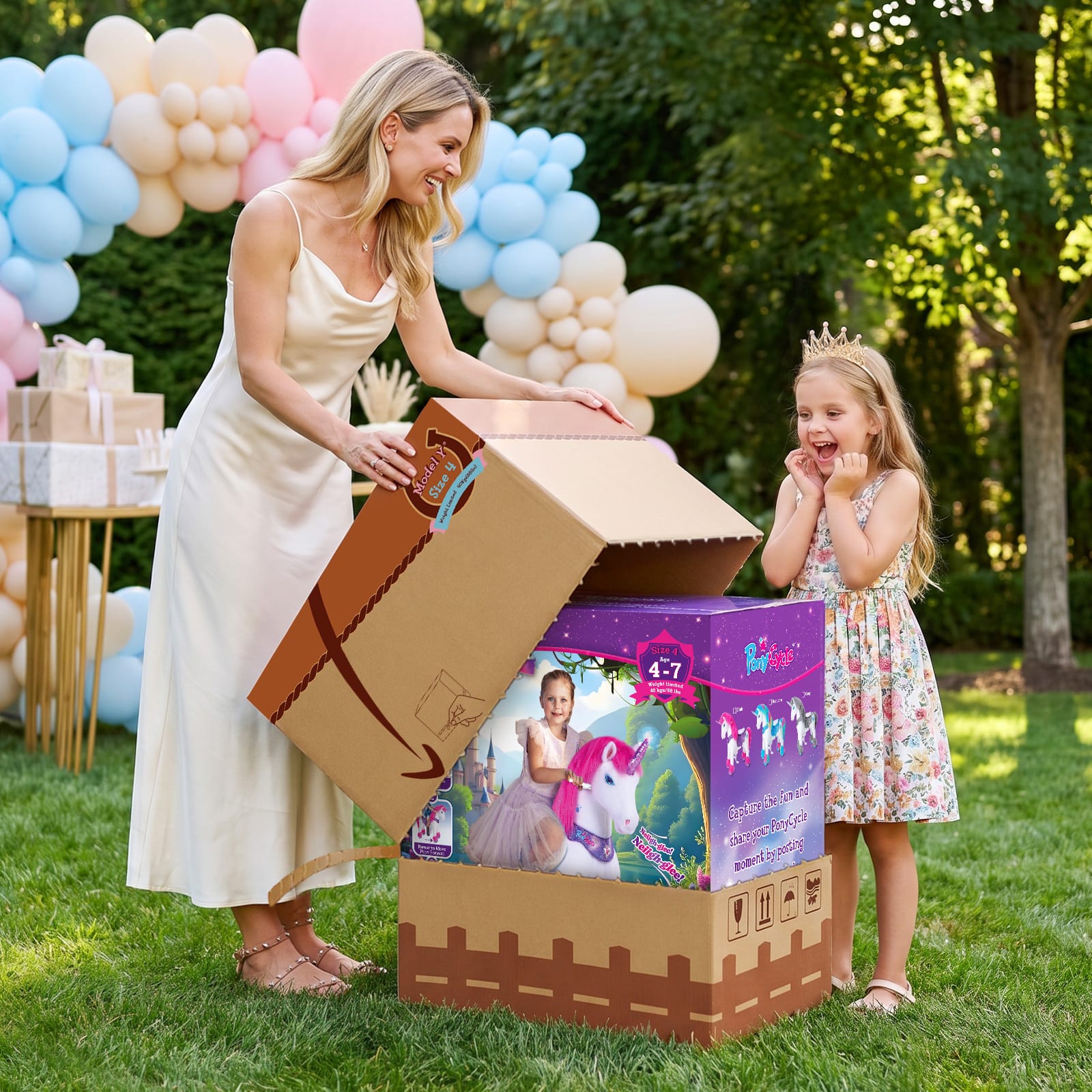 Model Y Grey Unicorn Rideable Toy for Age 4-7