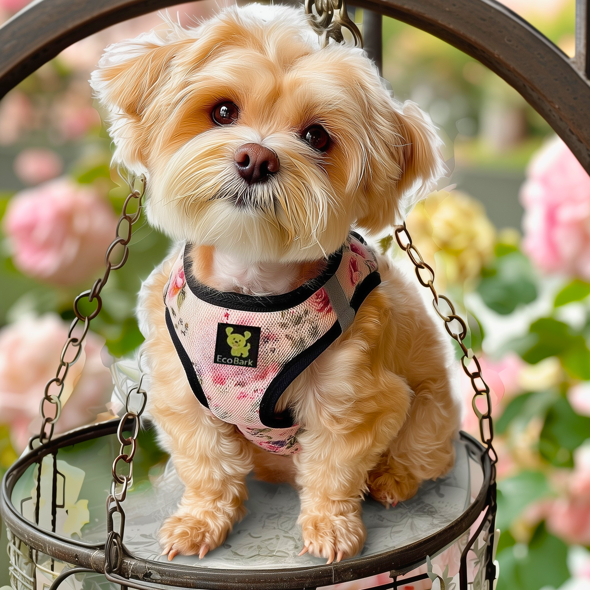 EcoBark – French Floral Reflective Step-In Dog Harness