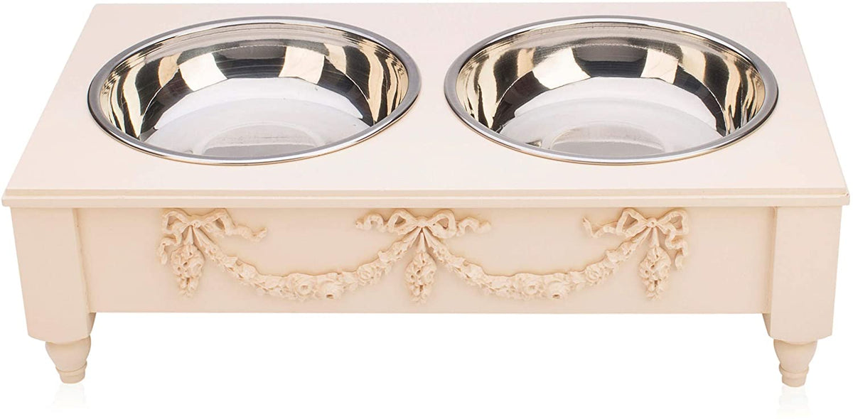 Bonne et Filou – Rose Swag Elevated Pet Bowl Feeder