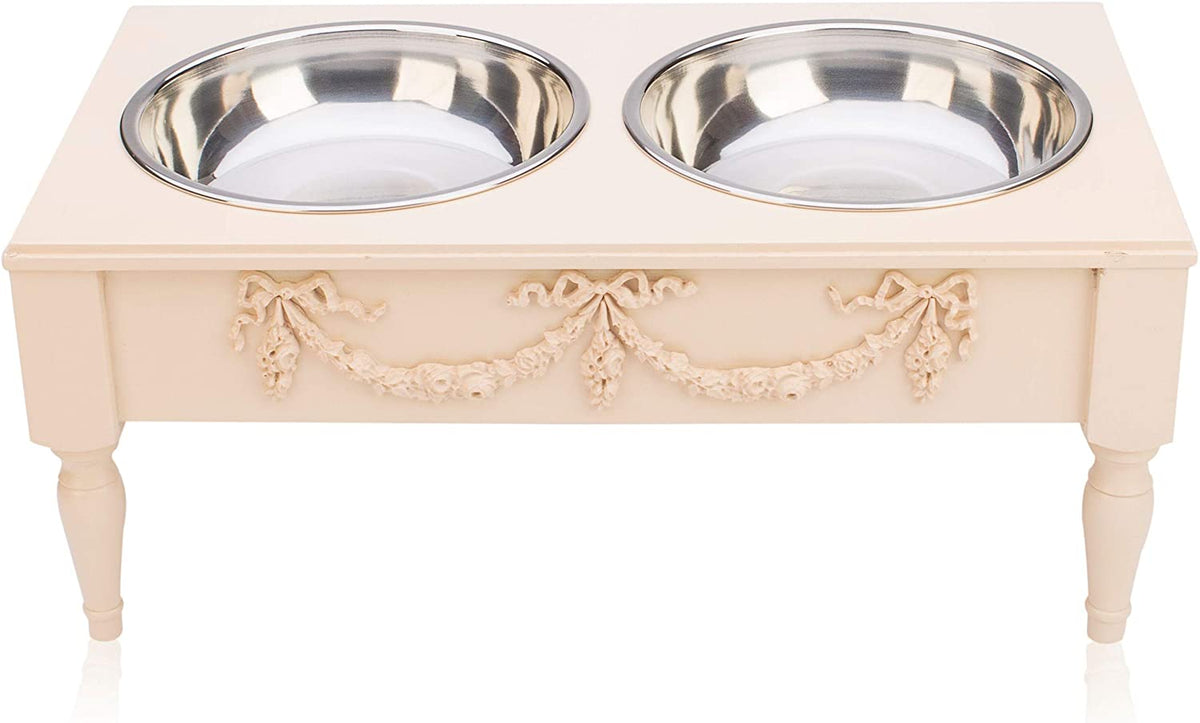 Bonne et Filou – Rose Swag Elevated Pet Bowl Feeder