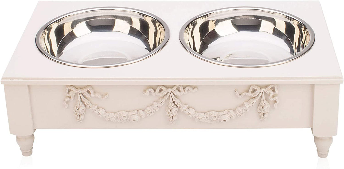 Bonne et Filou – Rose Swag Elevated Pet Bowl Feeder