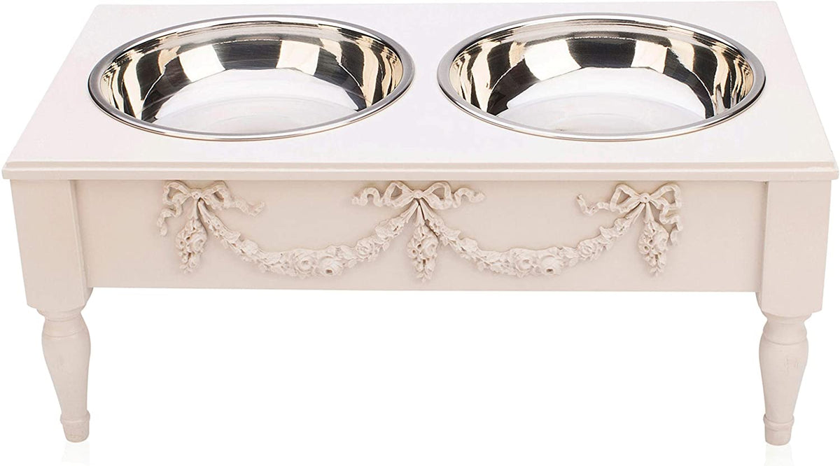 Bonne et Filou – Rose Swag Elevated Pet Bowl Feeder