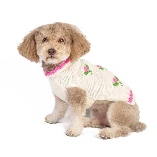 Chilly Dog Rose Bud Knit Wool Dog Sweater