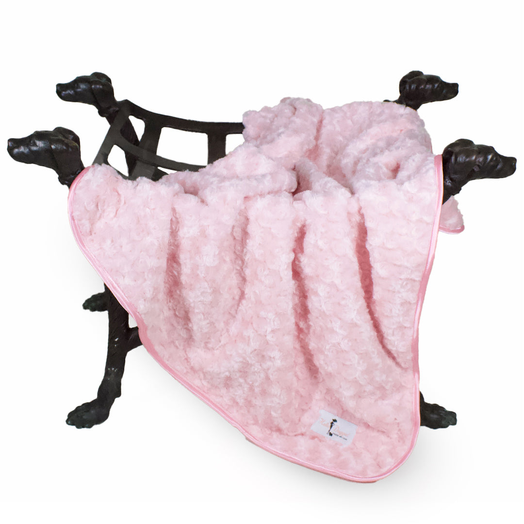 Hello Doggie Rosebud Ultra-Plush Satin Pink Dog Blanket