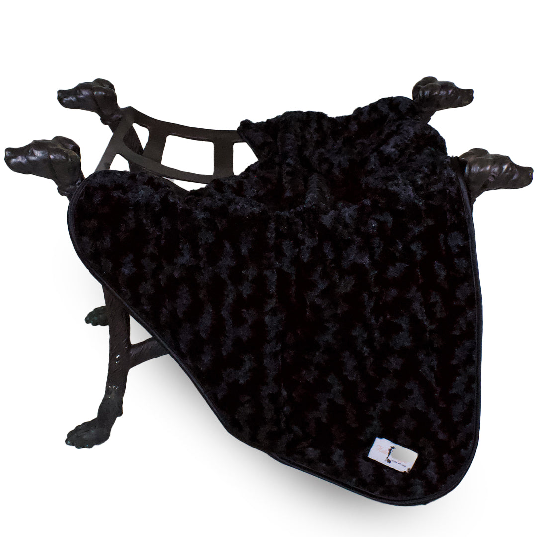 Hello Doggie Rosebud Ultra-Plush Satin Black Dog Blanket