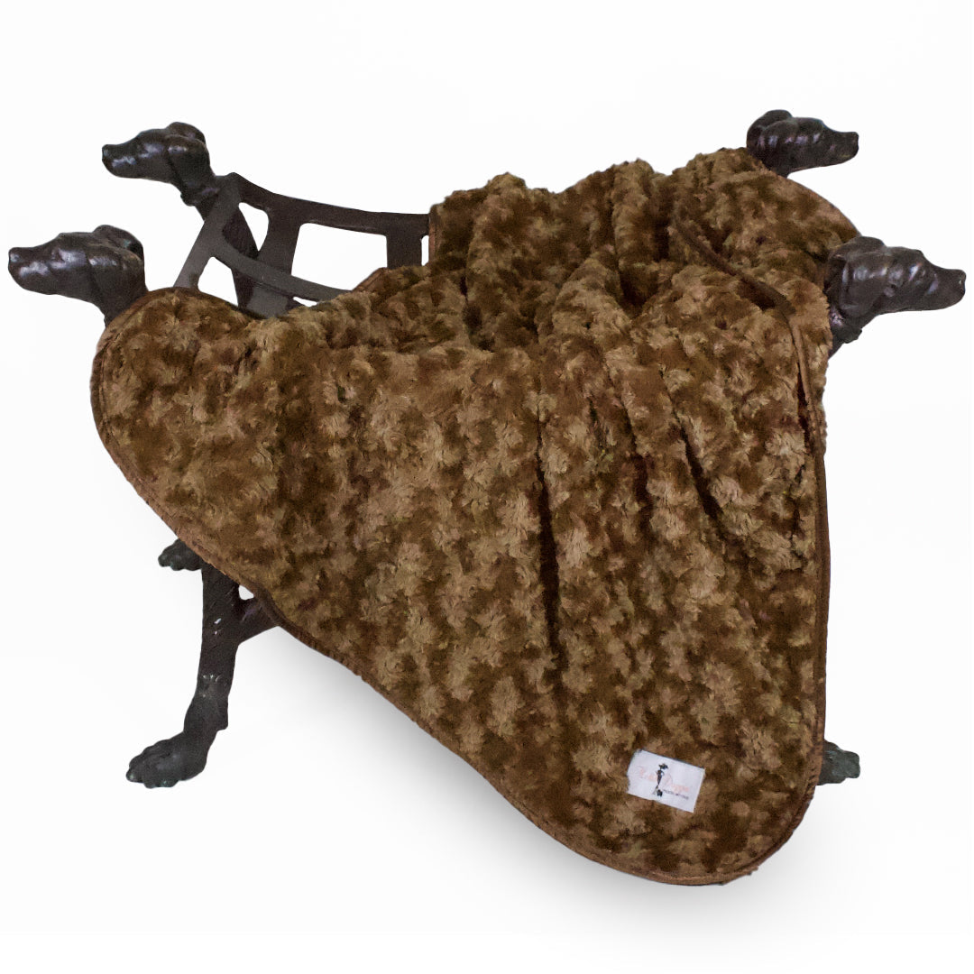Hello Doggie Rosebud Ultra-Plush Satin Cocoa Dog Blanket