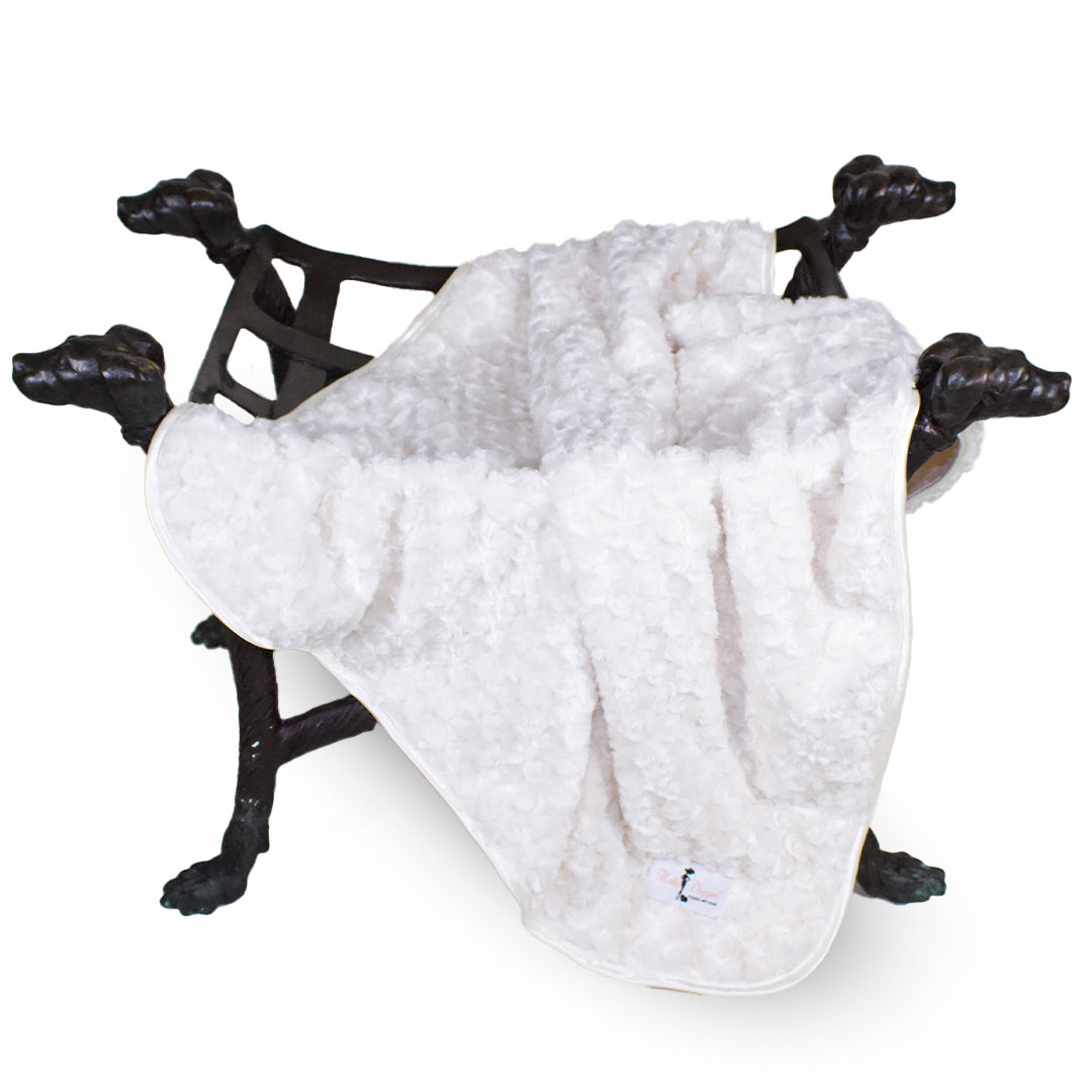 Hello Doggie Rosebud Ultra-Plush Satin Cream Dog Blanket