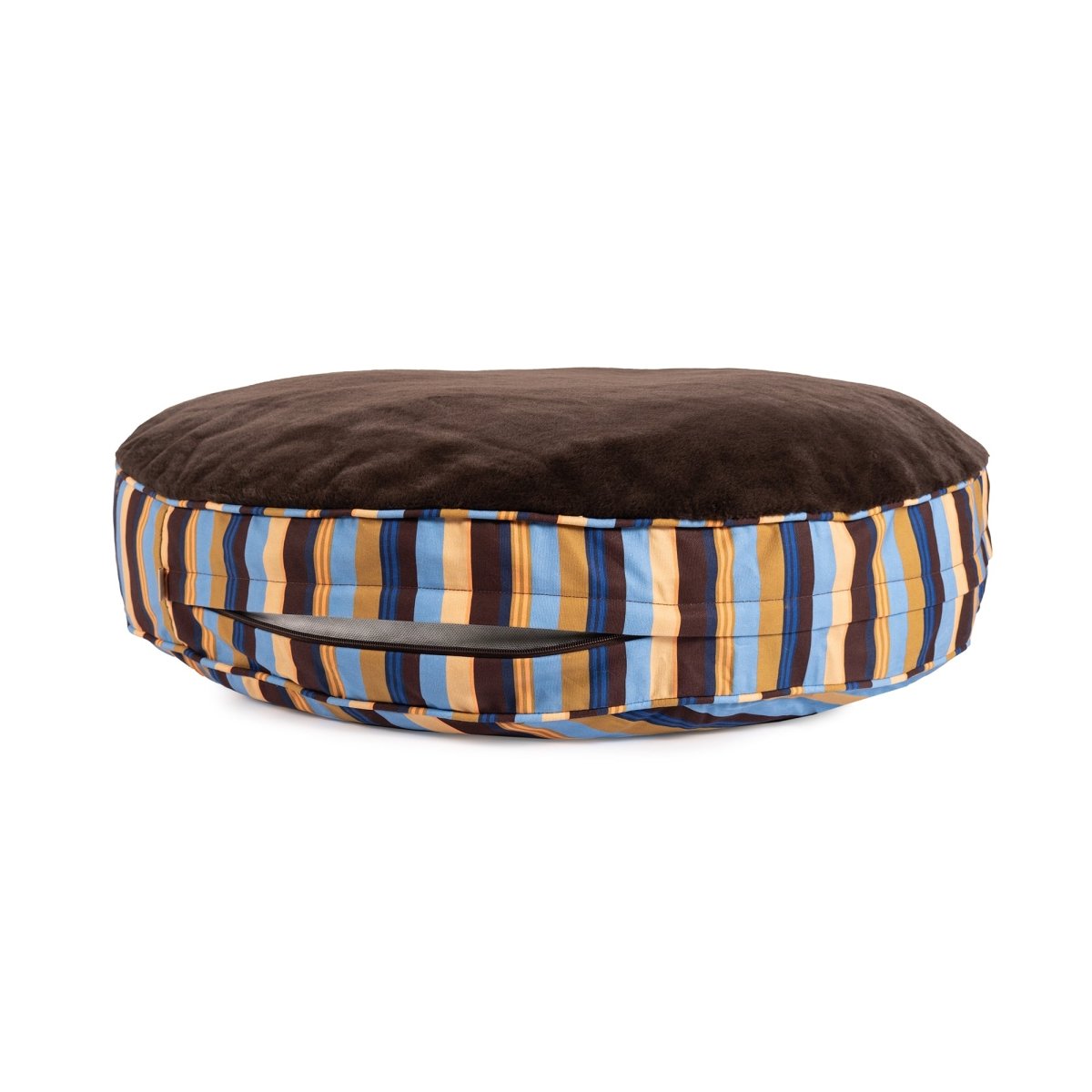 Round Stripe Pet Bed with Fur