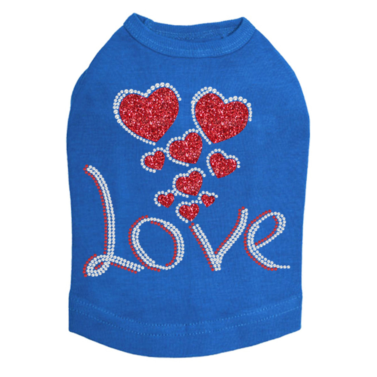Love with Red Glitter Hearts - Dog Tank