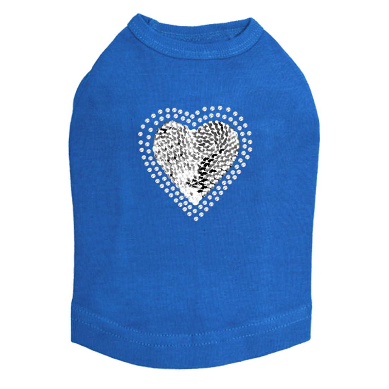 Sequin Silver Heart - Dog Tank