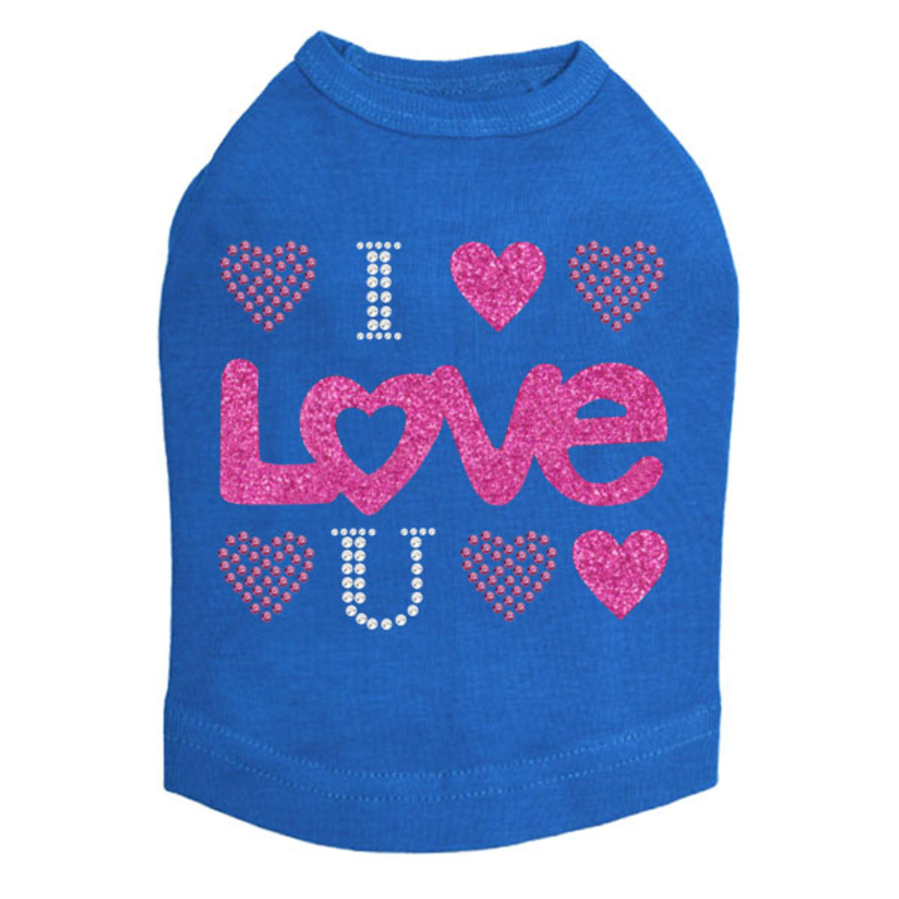 I Love You Pink Glitter - Dog Tank
