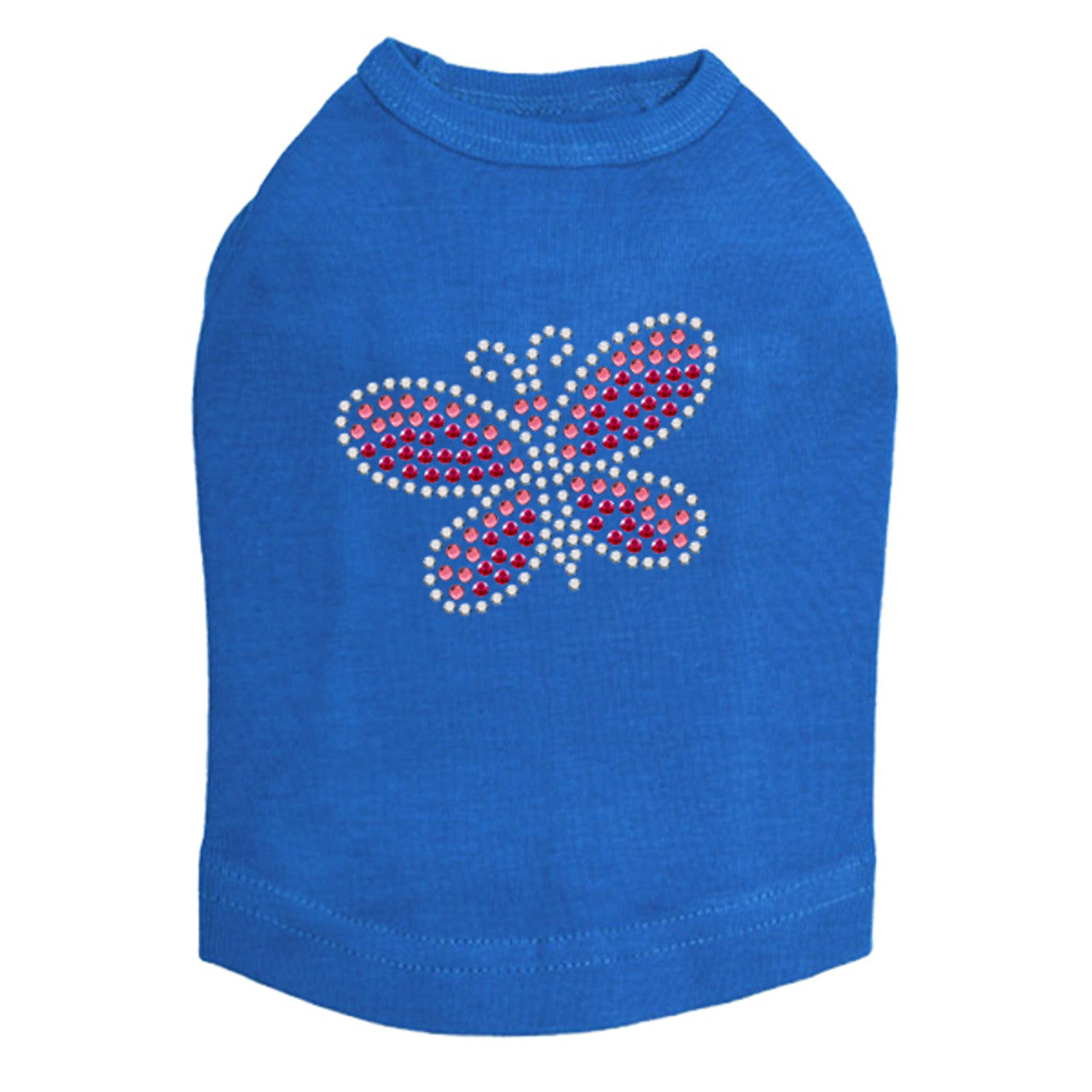 Pink Rhinestone & Rhinestud Butterfly - Dog Tank