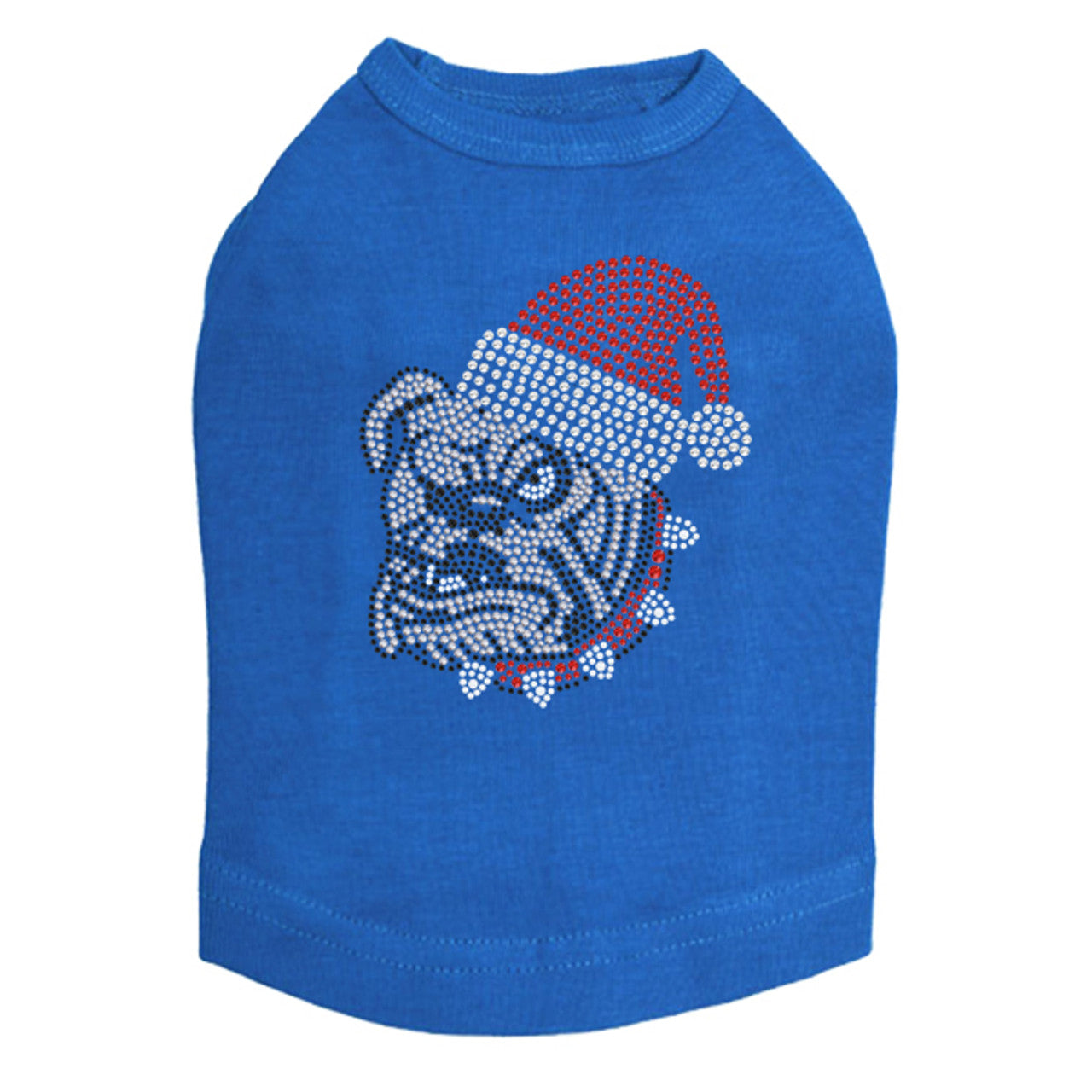Bulldog Face (White) with Santa Hat - Dog Tank