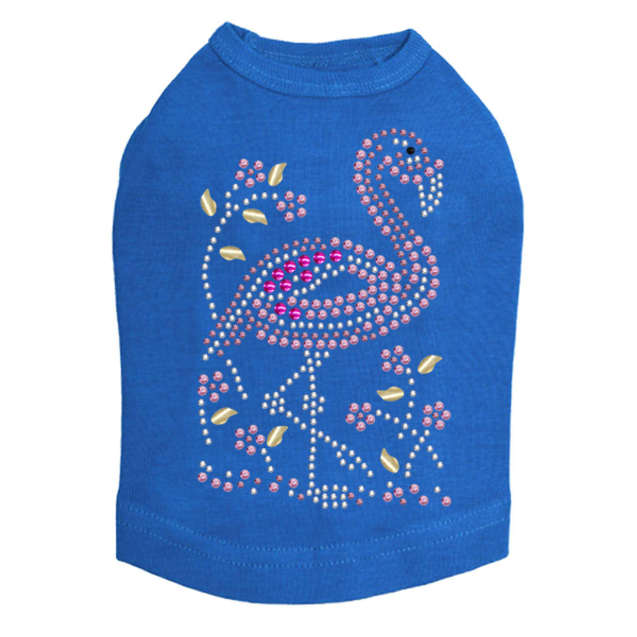 Pink Flamingo with Nailhead Flowers - Dog Tank
