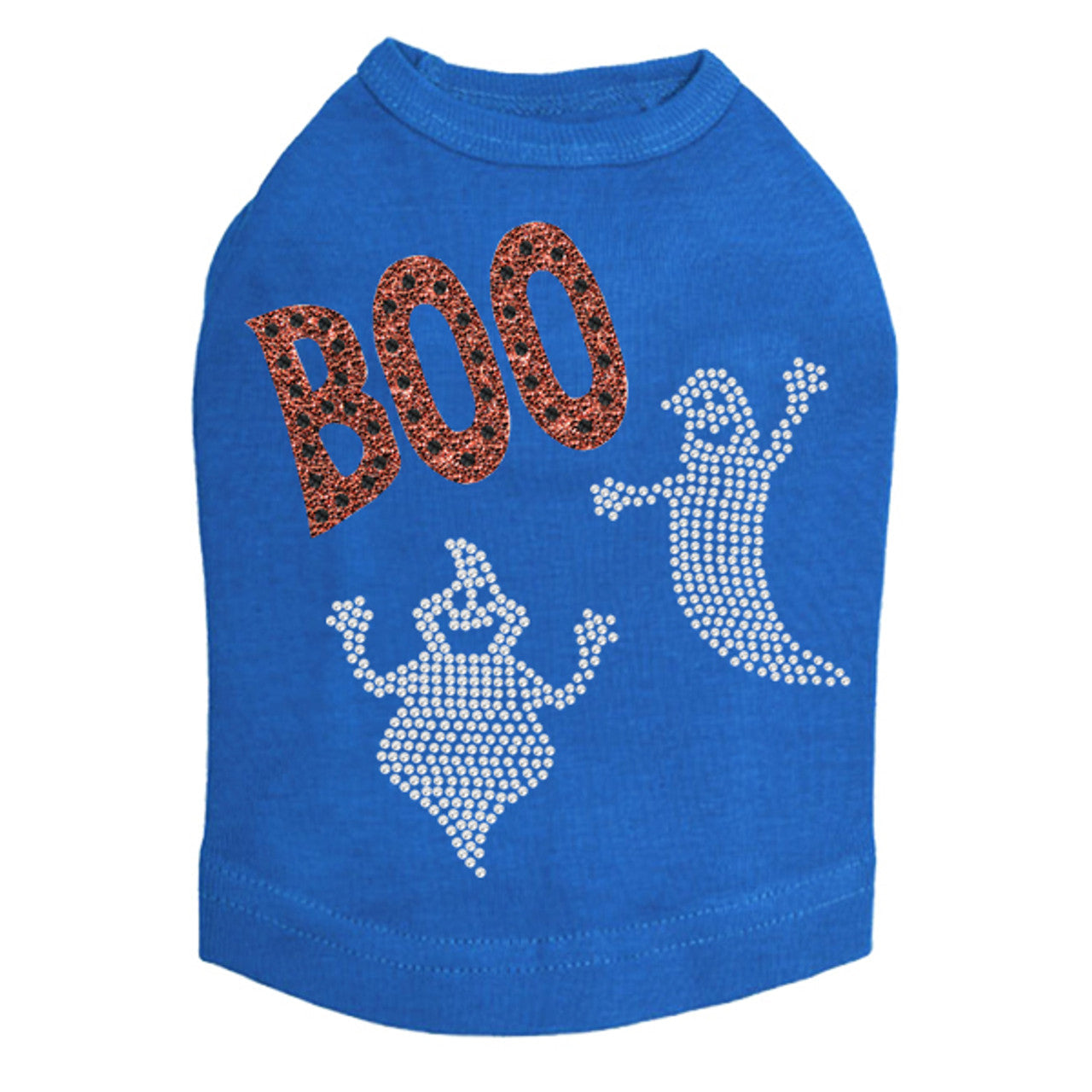 Orange Glitter Boo with Rhinestone Ghost - Dog Tank