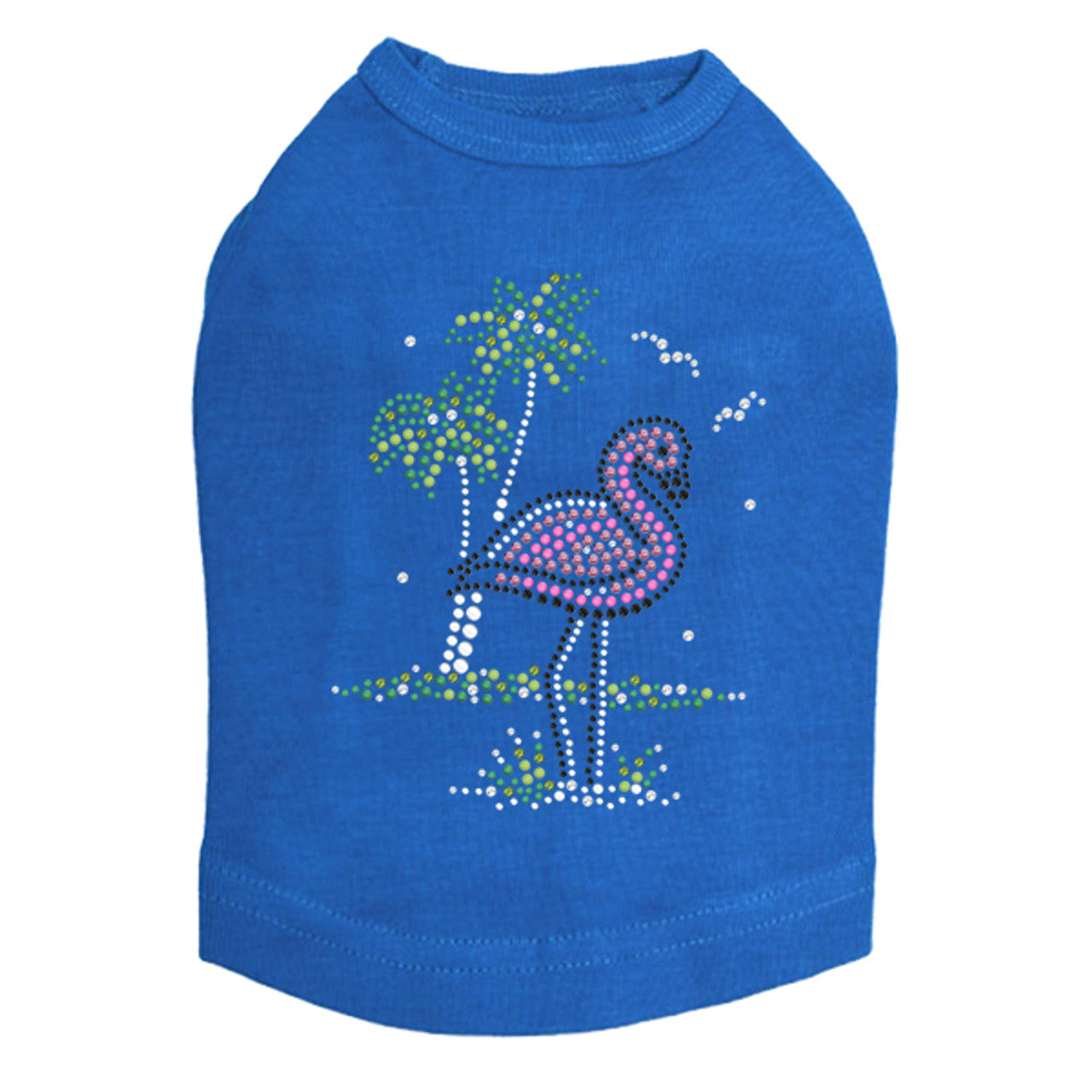 Pink Flamingo with Palm Trees - Dog Tank