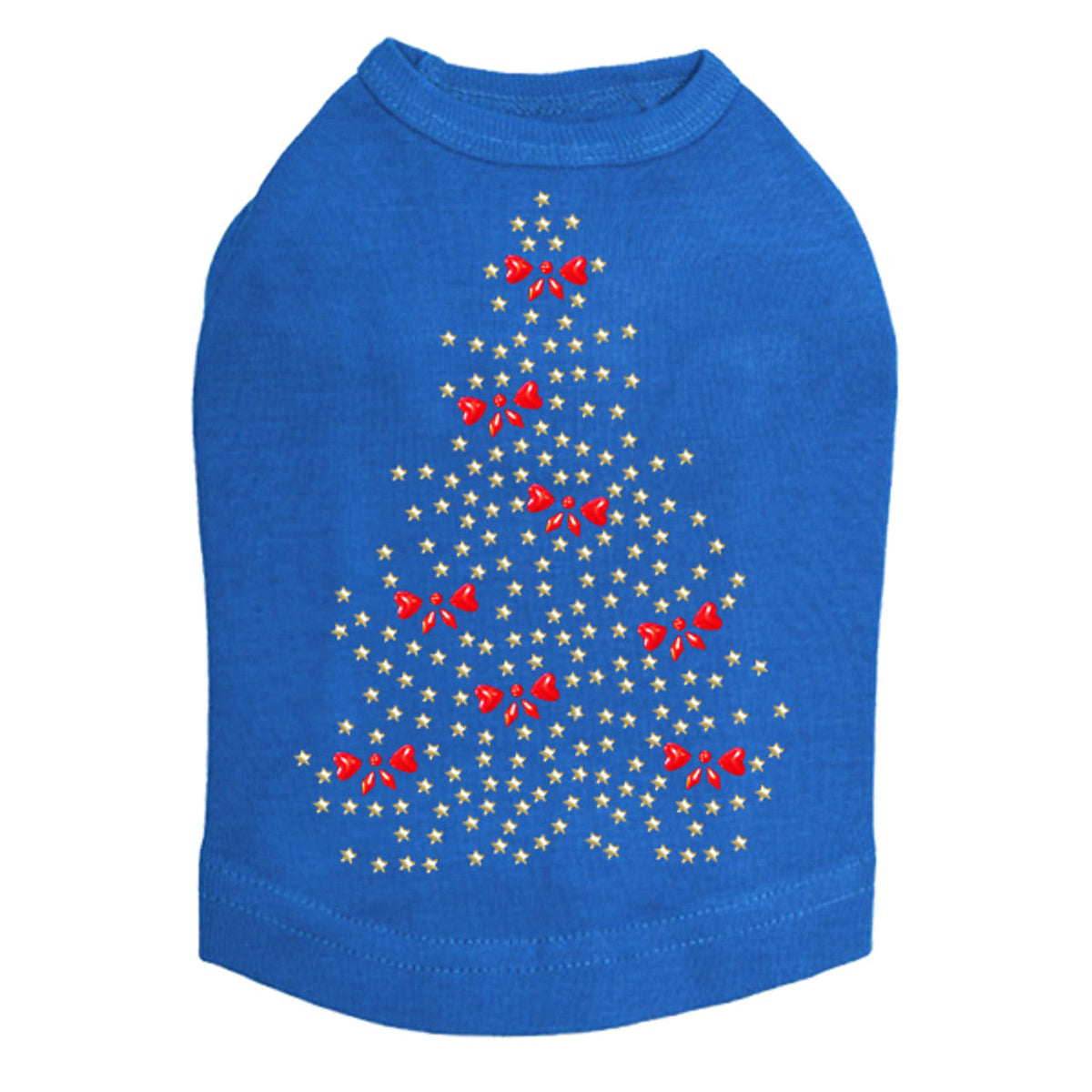 Gold Christmas Tree with Red Bows - Dog Tank