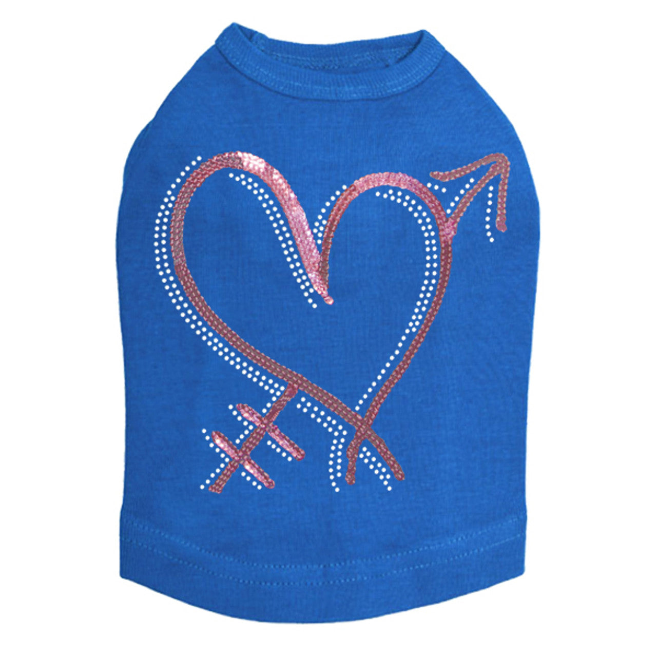 Pink Sequin Heart with Arrow - Dog Tank
