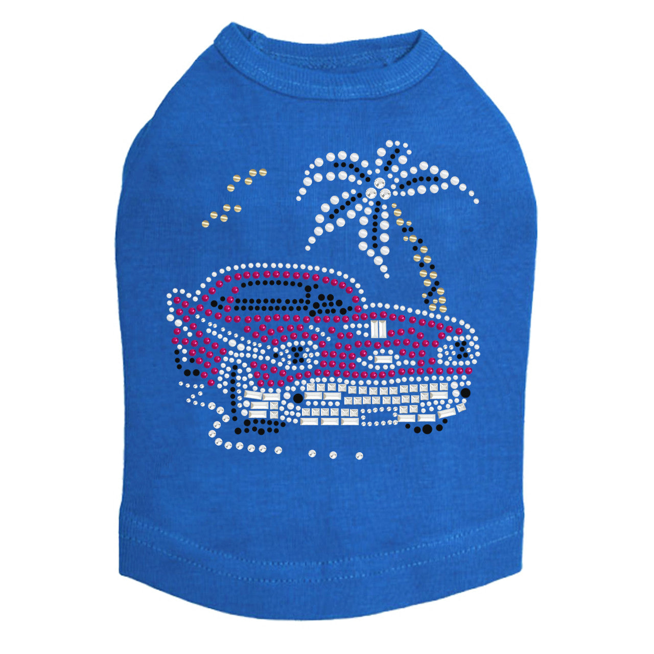 Car with Palm Tree (Pink) - Dog Tank