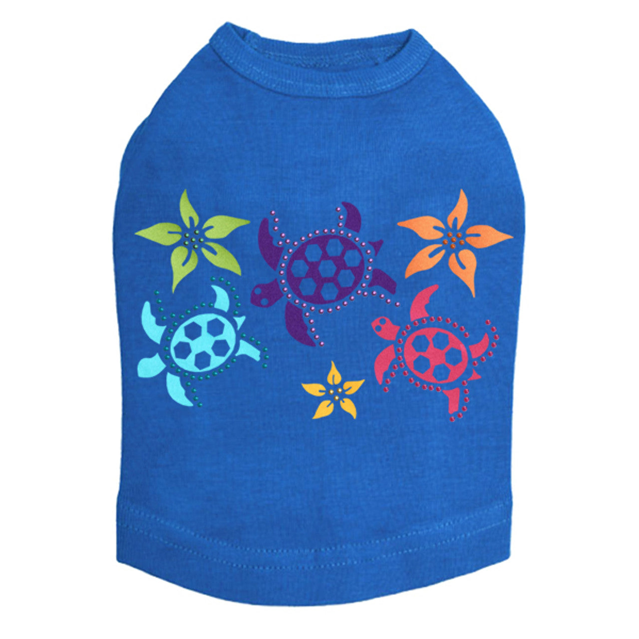 Satin Sea Turtles with Flowers - Dog Tank